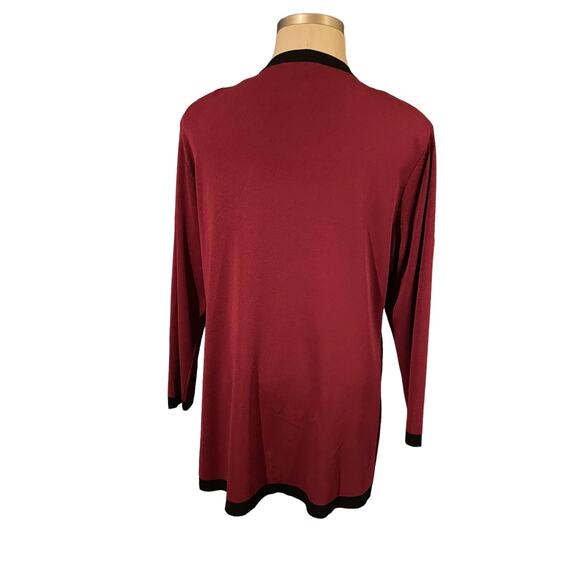 Misook Size 2X Wine Knit‎ Twin Set With Black Trim - Picture 4 of 6